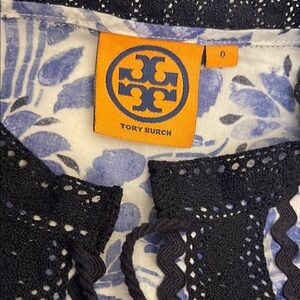 New!Tory Burch Black and White Floral Top